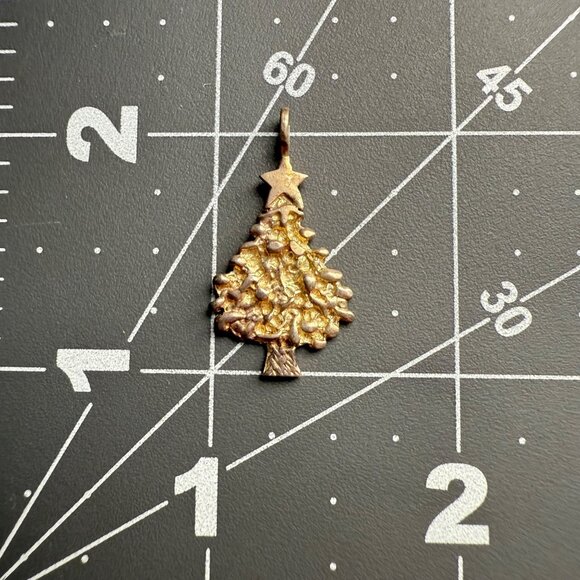 Vintage Sterling Silver Figural Christmas Tree Pendant‎ Star Top Jewelry Charm - Picture 6 of 6